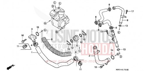 WATER PIPE NTV650P de 1993